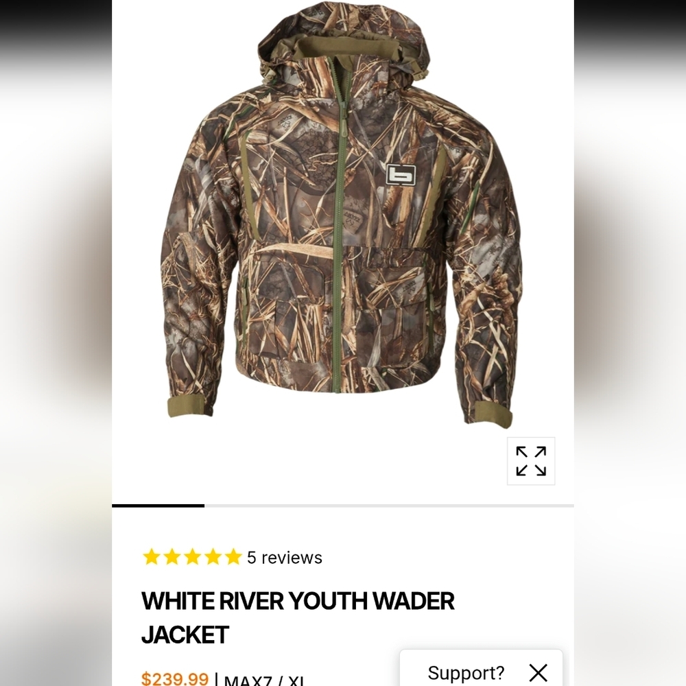Banded Youth White River Wader Jacket Hunting Camo Large